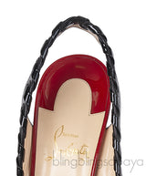 Christian Louboutin Black Leather Ostri Sling 100 Heels