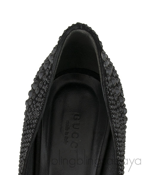 Black Crystal Embellished Heels
