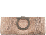 Brown Python Long Clutch
