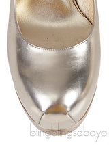 Light Gold Tribtoo Leather Pumps