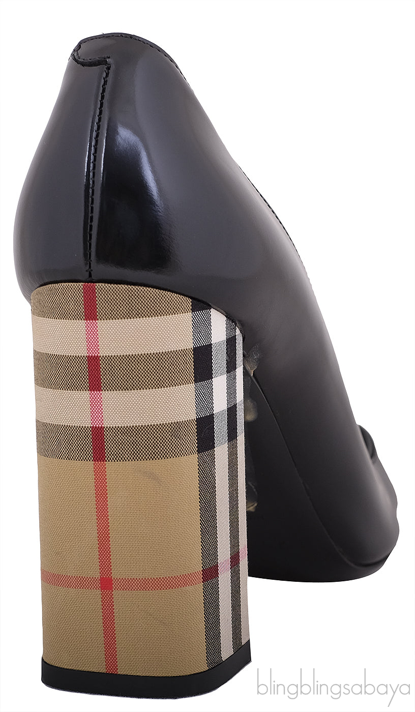 Black Pointed Toe Checkered Heels