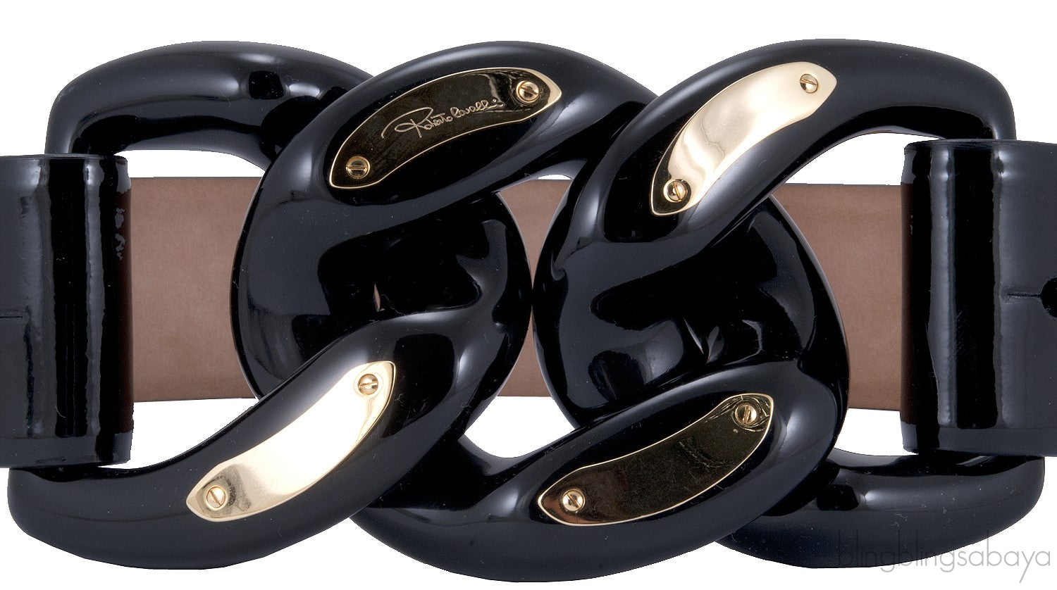 Black Patent Lucite Chain Belt*