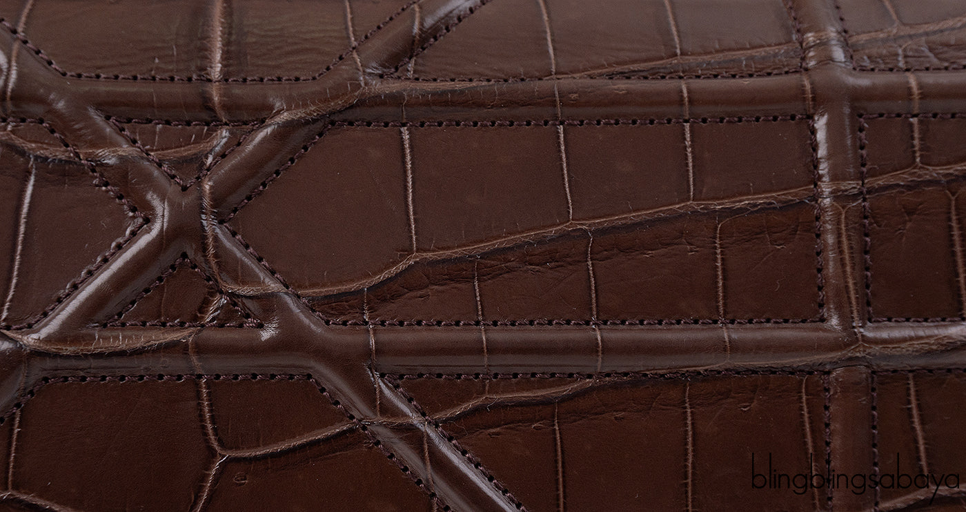 Christian Dior Diorama Brown Crocodile Flap Bag