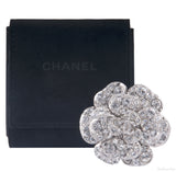 Crystal Camellia Silver Brooch