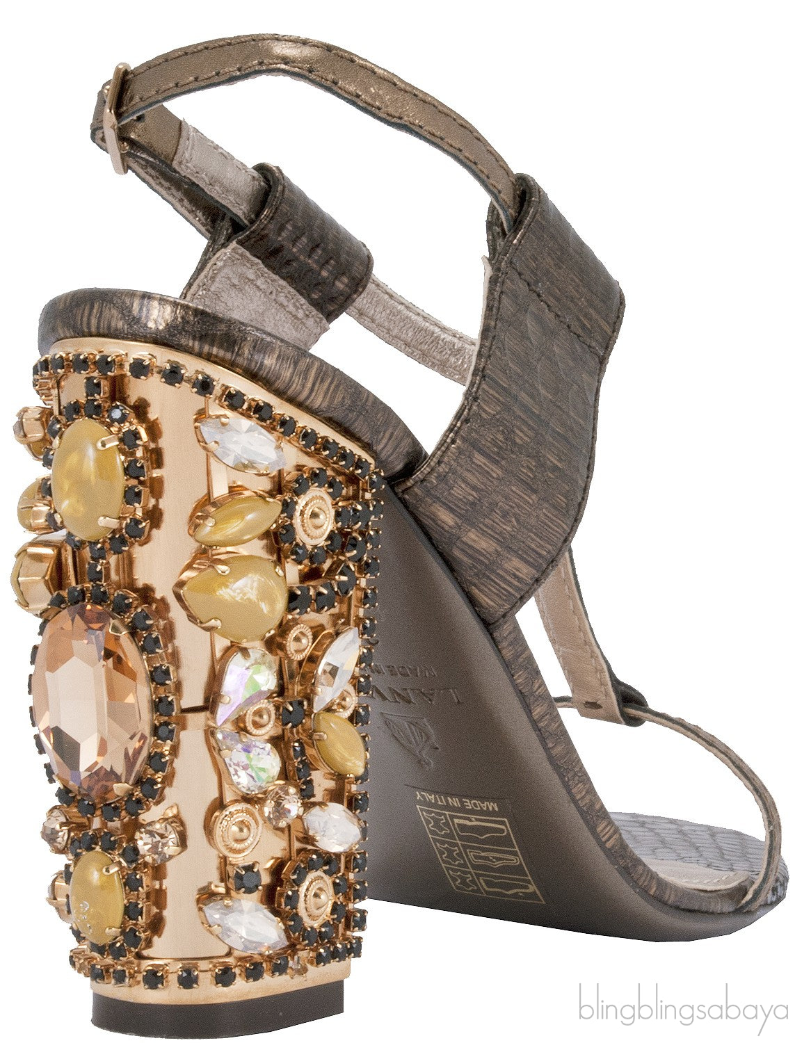 Snake Effect Leather Sandals