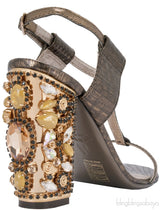 Snake Effect Leather Sandals