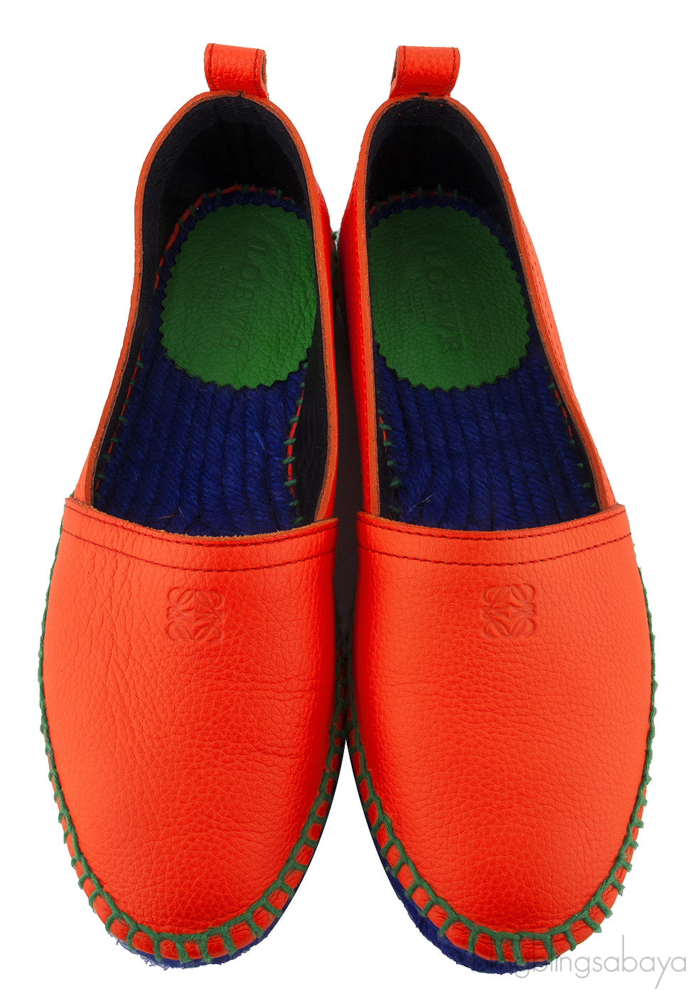 Orange Textured Leather Espadrille