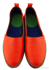 Orange Textured Leather Espadrille