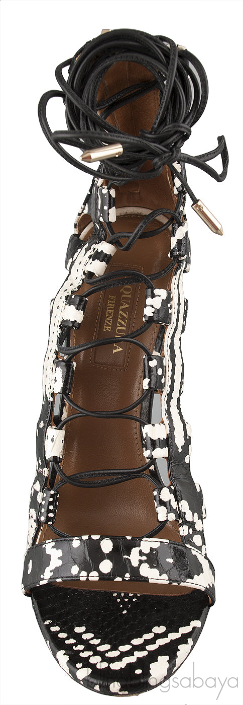Python Bi-color Lace Up Heels