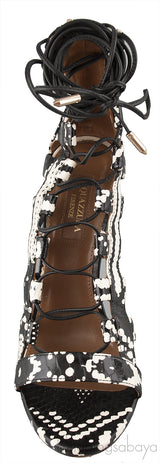 Python Bi-color Lace Up Heels