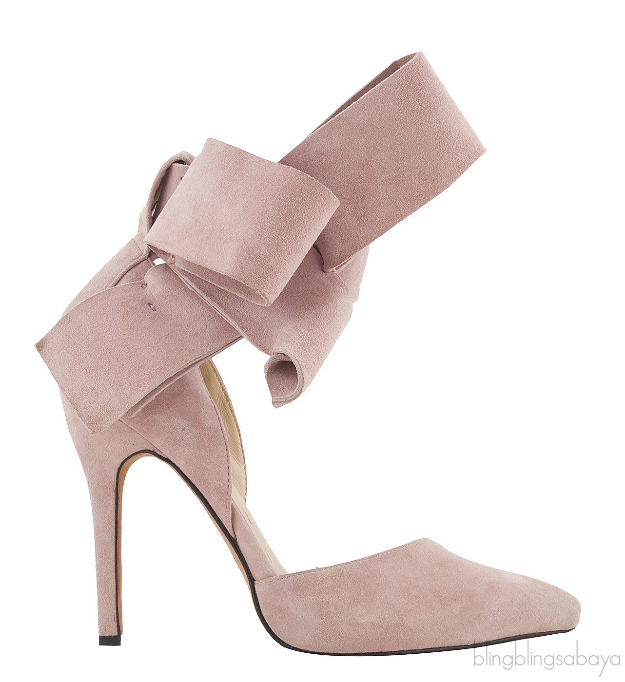 Old Rose Bow Suede Pump