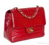 Vintage Red Crocodile CC Classic Mini Square Bag