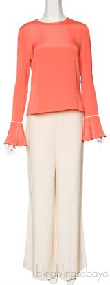 Coral Long Sleeve Shirt & Wide Leg Trouser