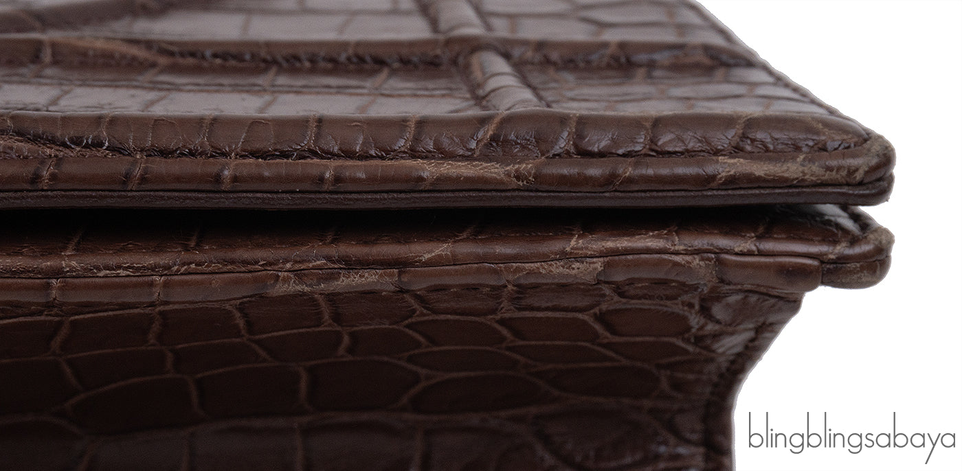 Christian Dior Diorama Brown Crocodile Flap Bag