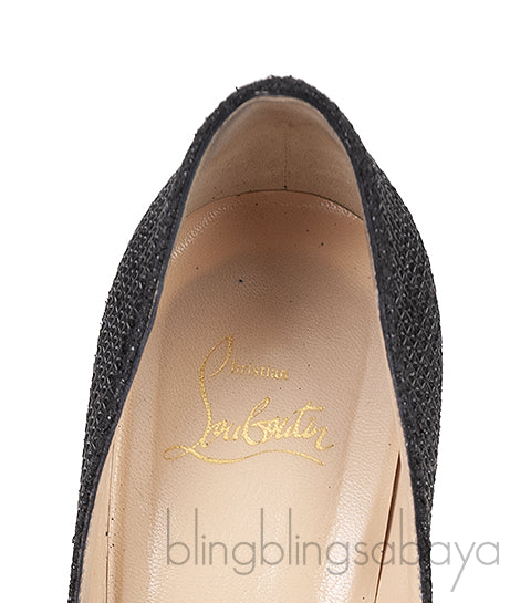 Christian Louboutin Metallic Black Fabric Heels