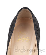 Christian Louboutin Metallic Black Fabric Heels