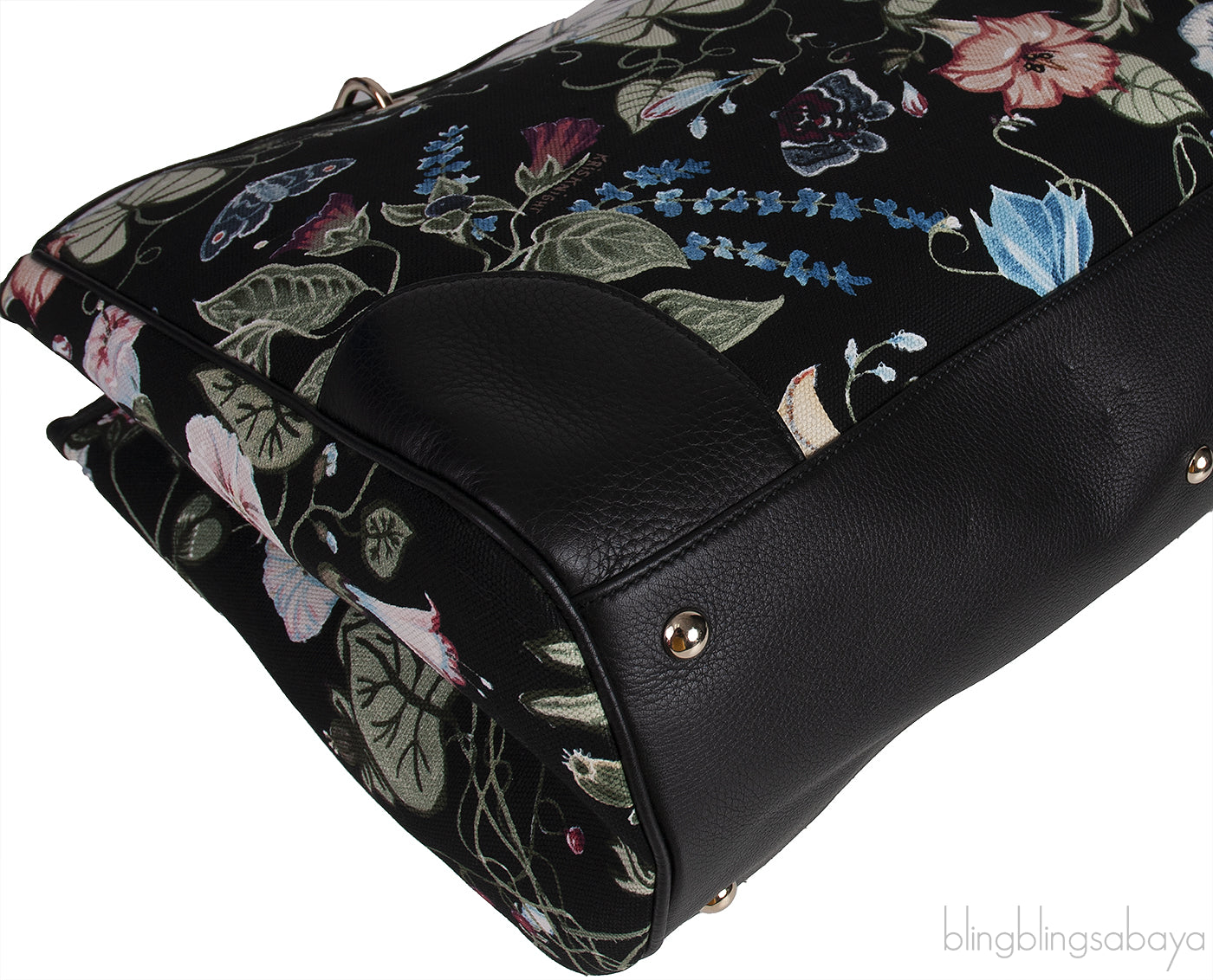 Gucci Black Printed Canvas Bamboo Shopper Tote