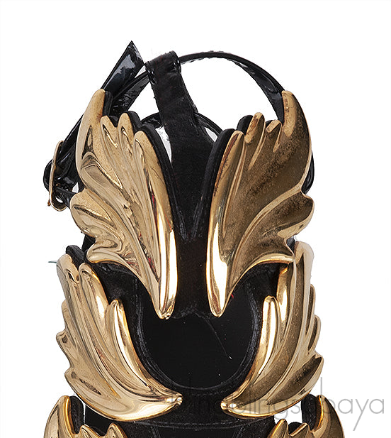 Ans Cruel Gold Metal Leaf Strappy Flat Sandals