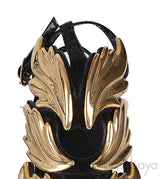 Ans Cruel Gold Metal Leaf Strappy Flat Sandals
