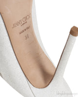 Jimmy Choo Bing White Glittery Crystal Embellished Mule 38