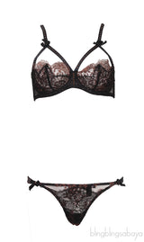 Black and Metallic Bronze Underwear Set