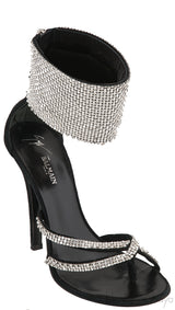 Black Crystal Suede Sandals