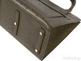Olive Green Ostrich Top Handle Bag
