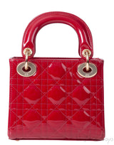 Christian Dior Lady Dior Mini Red Patent Quilted Leather GHW