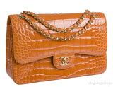 Classic Orange Crocodile Jumbo Flap Bag