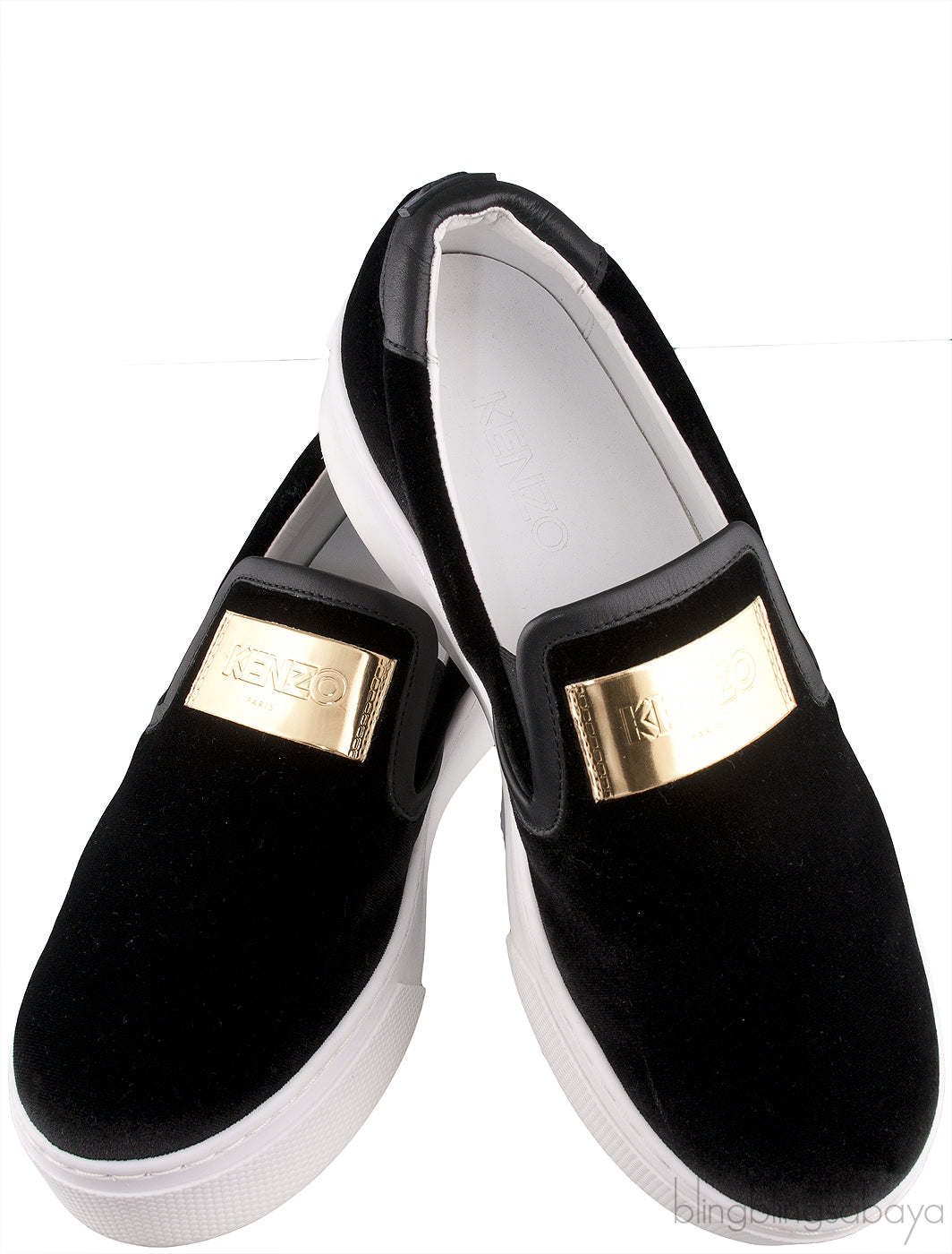 Black Velvet Logo Slip-on Platform