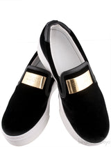 Black Velvet Logo Slip-on Platform