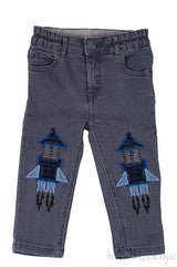 Grey Denim Patch Kid Trouser