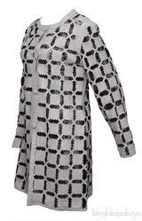 Akhesa Light Grey & Black Mesh Leather Coat