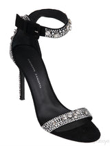 Black Suede Crystal Sandals