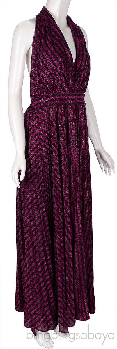 Fuchsia Stripes Halter Dress