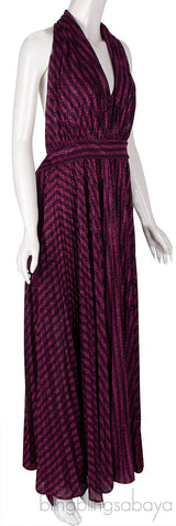 Fuchsia Stripes Halter Dress