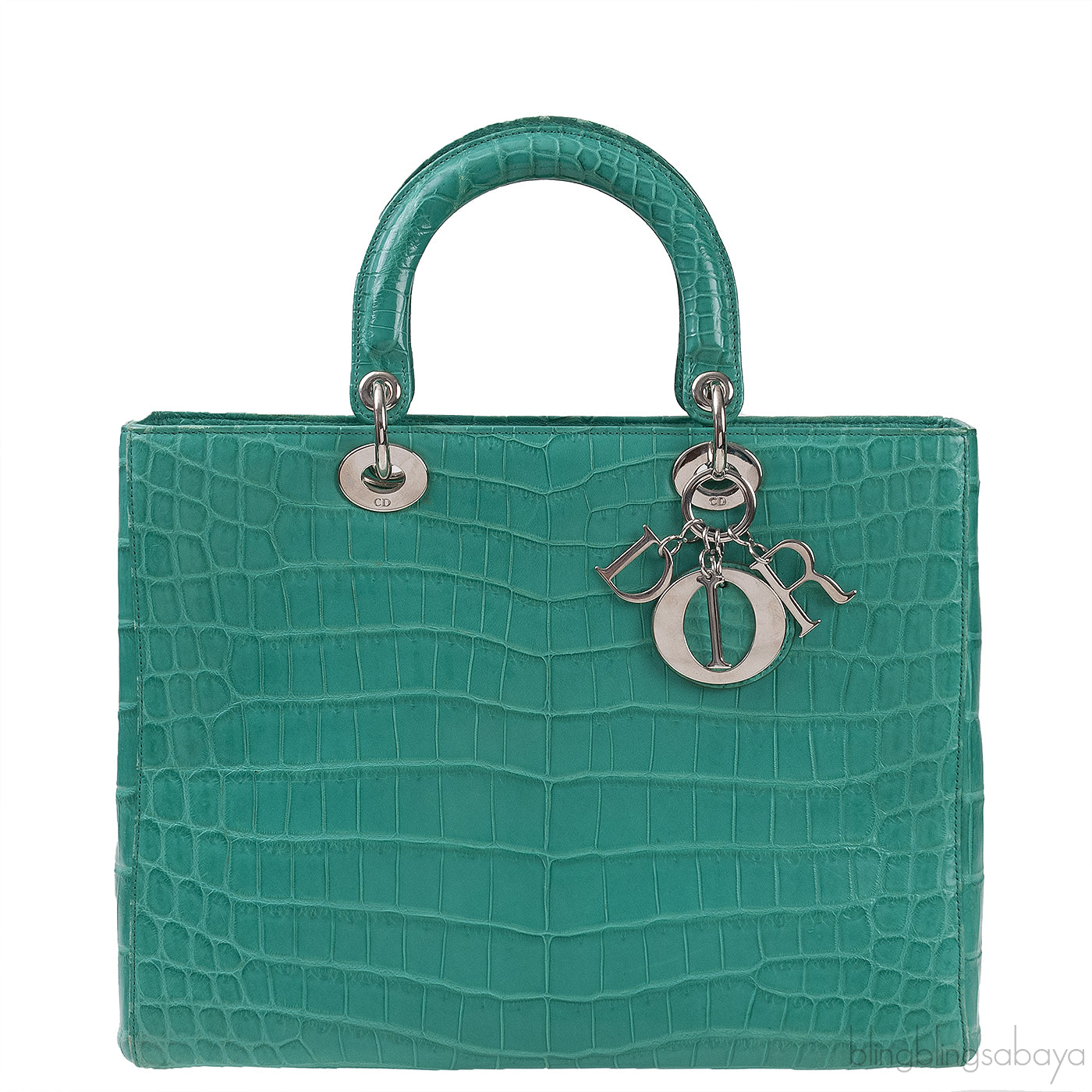 Lady Dior Large Green Crocodile Handbag
