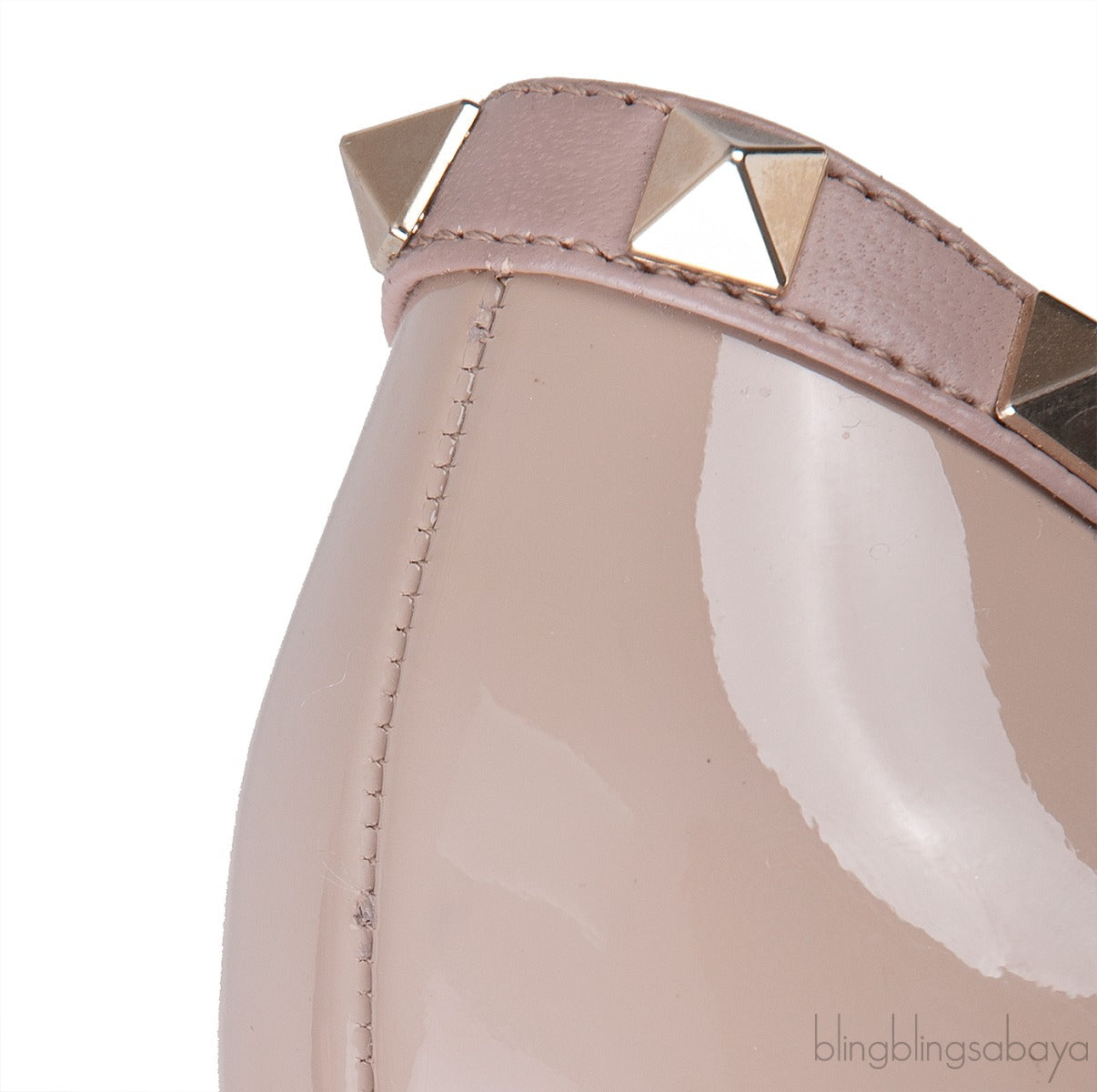 Nude Leather Rockstud Ballet Flat