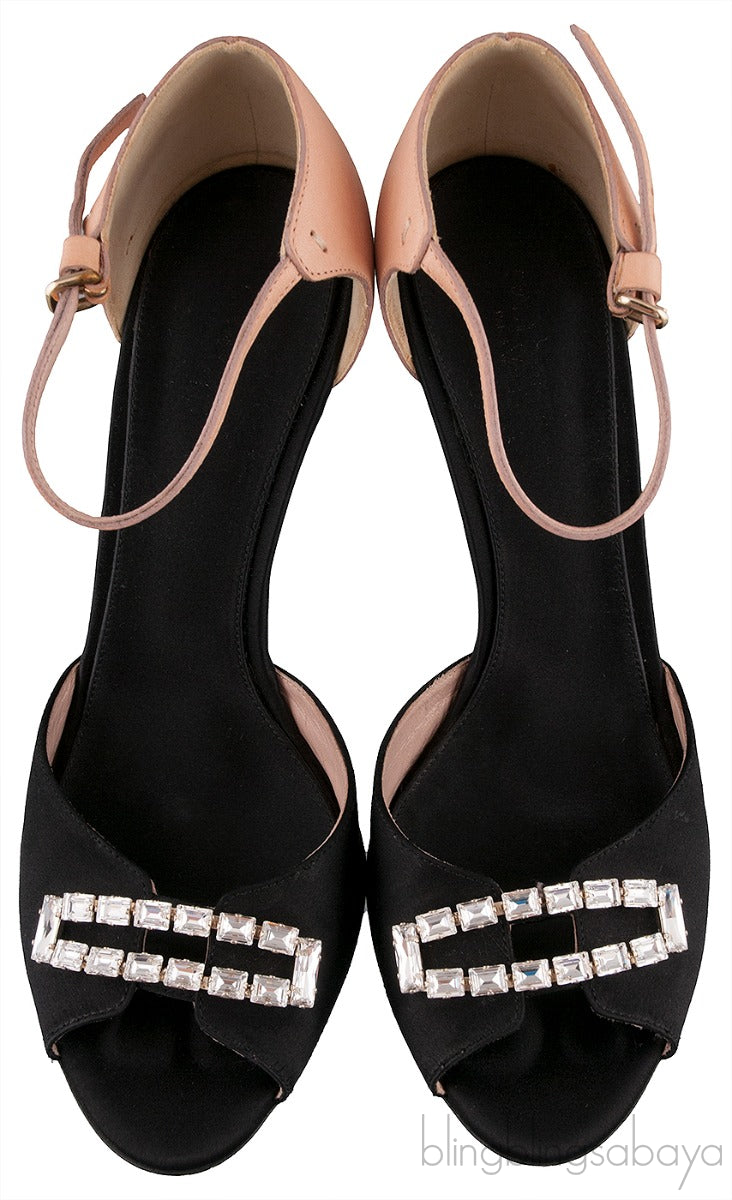 Crystal Peep Toe Slingback Heels