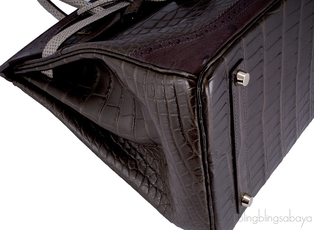 Birkin Ghillies Croc Lizard Ostrich