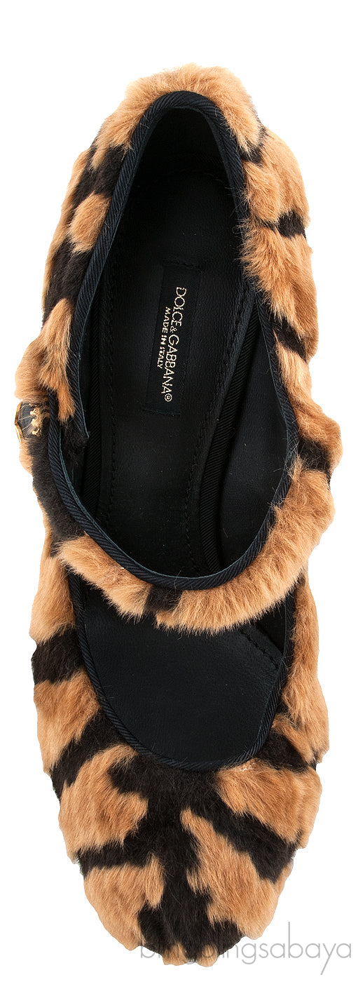 Tiger-print faux fur Pumps