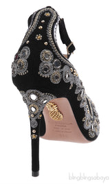 Aquazzura Black Embellished Jaipur Pumps
