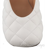 Bottega Veneta White Padded Block Square Toe Quilted Heels