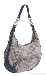 Fendi Blue FF Printed Canvas Hobo