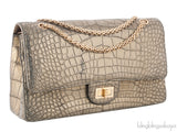 Metallic Gold Crocodile Flap Bag