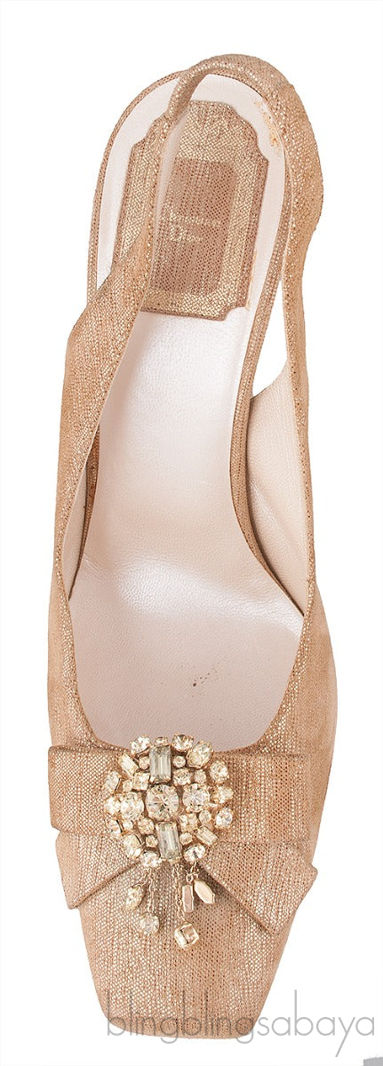 Square Toe Crystal Vamp Heels