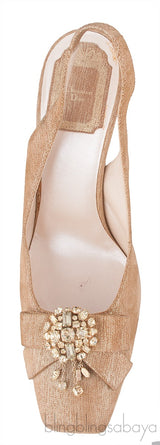 Square Toe Crystal Vamp Heels
