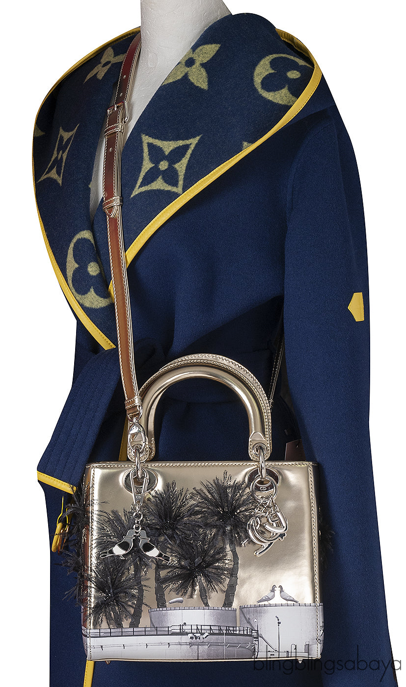 Christian Dior Lady Dior Art "Manal Aldowayan" Metallic Palm Art Bag