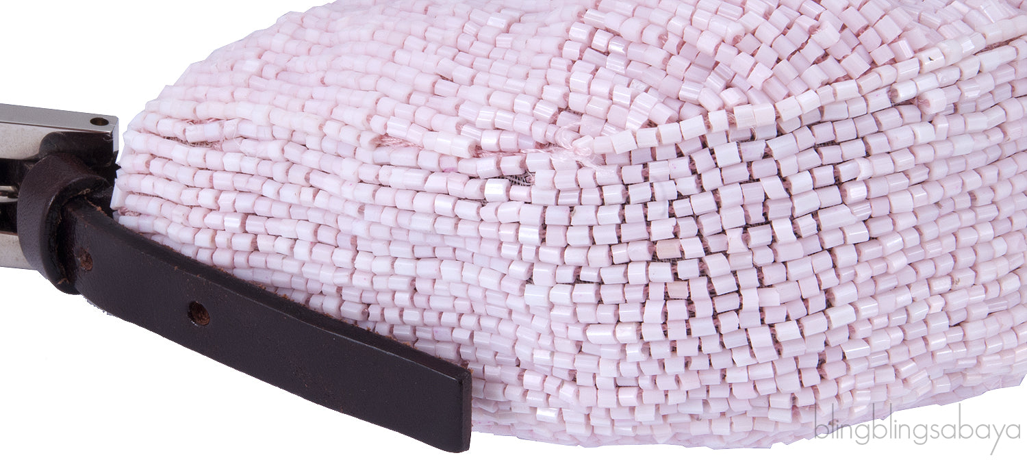 Pink Bead Mini Croissant Bag
