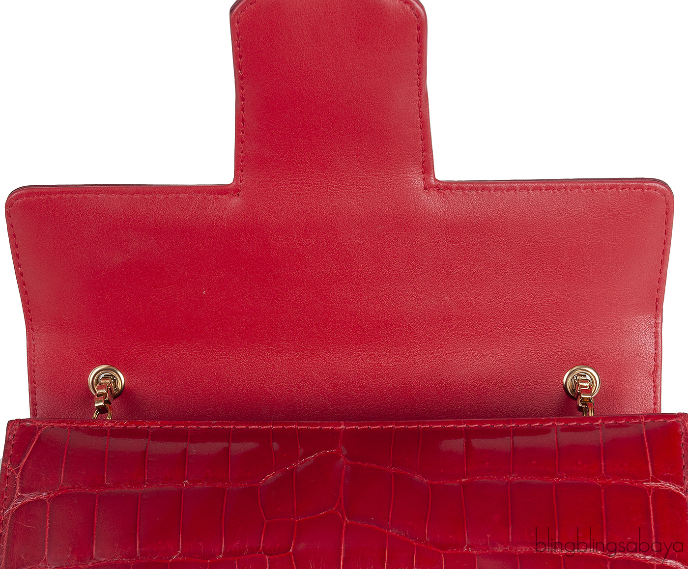 Salvatore Ferragamo Red Crocodile Gancio Shoulder Bag